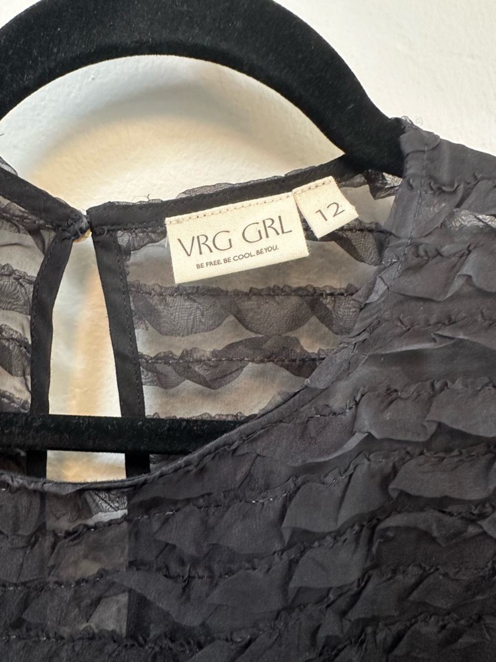 VRG GRL Black Ruffle-Textured Short Sleeve Blouse - Picture 3 of 3